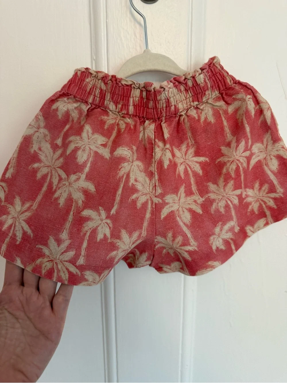 Zara Coral Palm-Print Drawstring Kids Shorts
